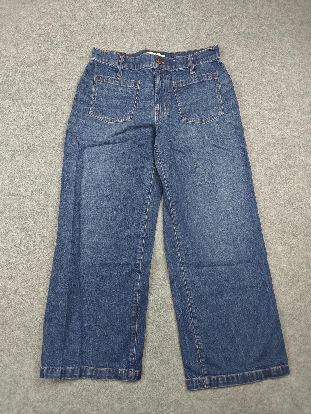 Madewell Jeans Womens 30P Blue Wide-Leg High Rise Medium Wash Relaxed Fit